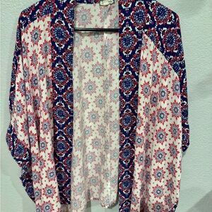 Floral Kimono Cardigan - Blue and Red
